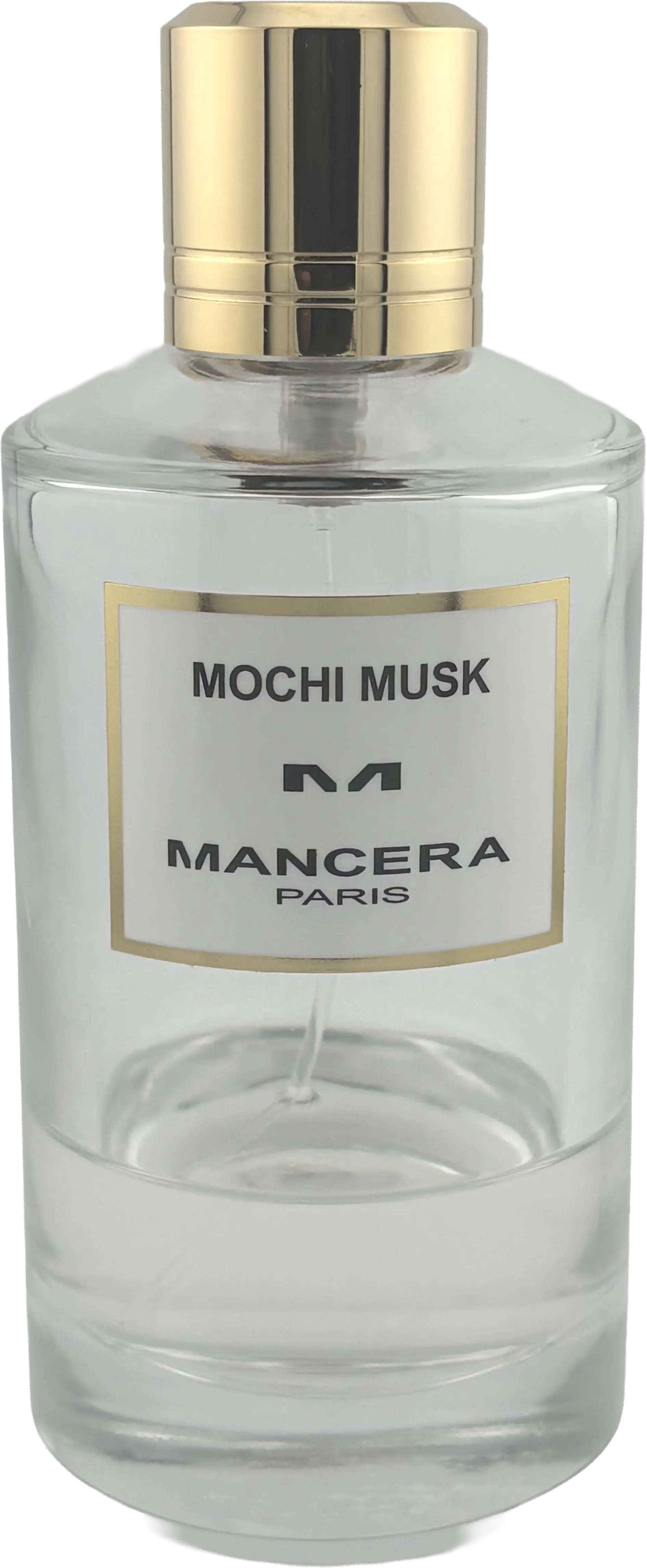 Mancera Mochi Musk Duftprobe im klaren Glasflakon mit goldener Kappe