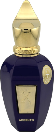 Xerjoff Accento Duftprobe im violett-blauen Parfumflakon mit goldener Kappe