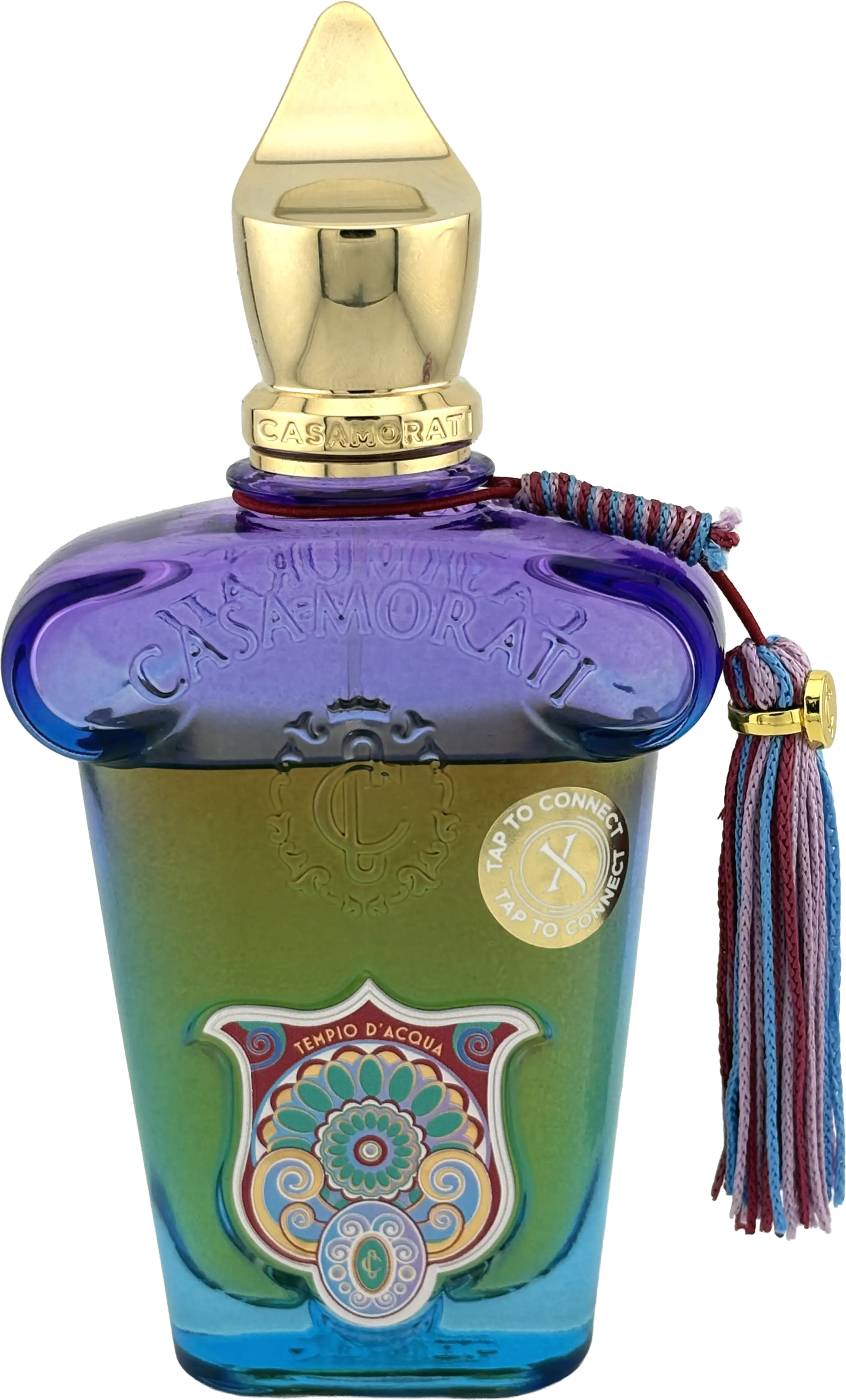 Xerjoff Casamorati Tempio d’Acqua Duftprobe im blau-grünen Parfumflakon mit Quaste